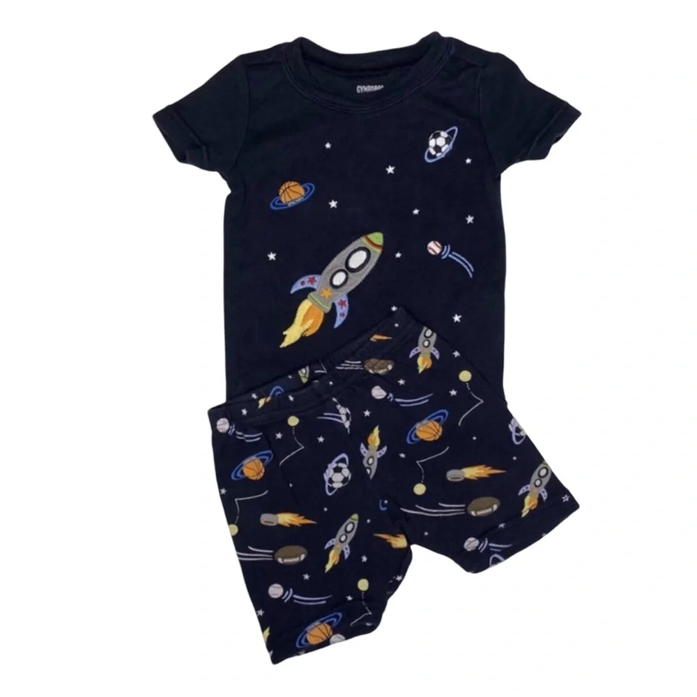Vintage Gymboree Rocket Ship Space Appliqué Pajamas‎